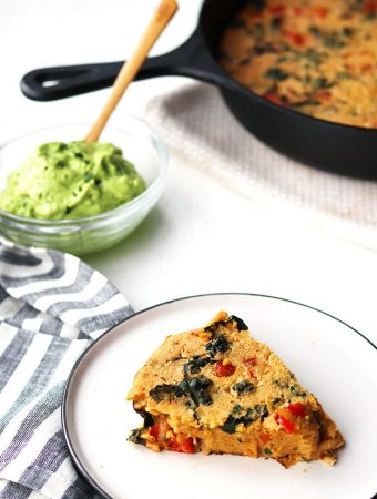 a slice of chickpea bake on a plate.