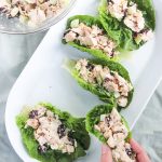 5-ingredient healthy chicken salad that can be eaten multiple ways! So easy, satisfying and perfect for any occasion! | Mealswithmaggie.com #healthychickensalad #5ingredientmeals #easydinneridea #easylunchidea #partysnack #rotisseriechicken #mealswithmaggie #quickmeals #chicken #healthysalad