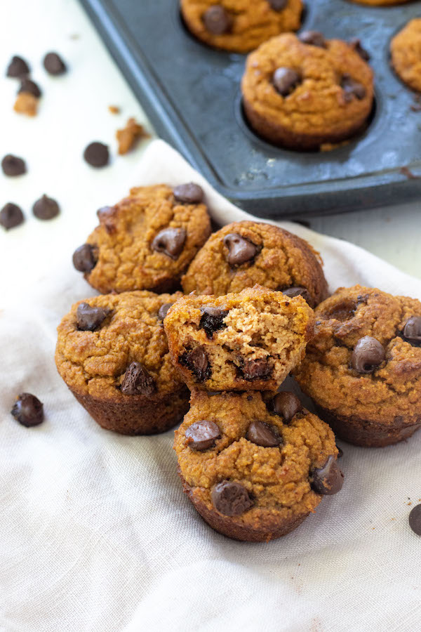 Close up shot of mini muffins with chocolate chips