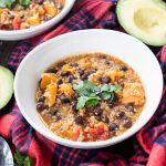 Instant Pot Vegetarian Quinoa Chili - Healthy & hearty chili made with sweet potatoes, quinoa, black beans and smokey southwestern flavors. Can be ready in under 20 minutes is vegan and gluten free. | Mealswithmaggie.com #instantpot #fallsoup #vegetariansoup #vegansoup #onepotmeal #instantpotsoup #vegetarianchili #glutenfreesoup #healthyvegetarianchili