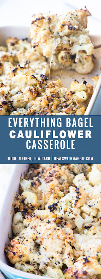 A long image with text for the cauliflower casserole. 