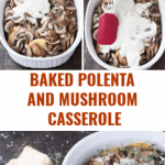 Baked polenta and mushroom casserole – This casserole is a tasty holiday side dish that is vegan and gluten free.  The combination of polenta, mushrooms and thyme create a harmonious blend of flavors that put a new definition to the term, comfort food.  | MealswithMaggie.com #healthythanksgiving #casserole #thanksgivingcasserole #glutenfreecasserole #veganthanksgiving #healthycasserole