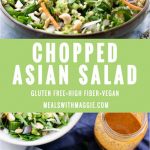 Chopped Asian salad with creamy peanut sauce – crunchy, full of plant protein, gluten free and vegan! Complete with a creamy peanut sauce that is easy to make and prepare for the week ahead. |Mealswithmaggie.com #easymealprep #saladmealprep #healthysalads #choppedsalad #asiansalad #peanutsauce #choppedasiansalad #salad #healthydressing #peanutsauce