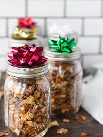 healthy granola in mason jar as a gift