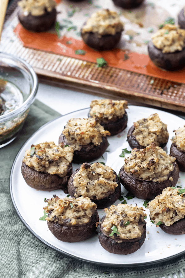 stuffed mushrooms on plate