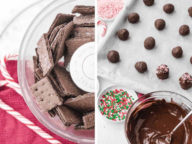making of 5 ingredient chocolate peppermint truffles