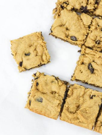 peanut butter blondies cut into squares