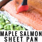 Salmon being brushed with maple.