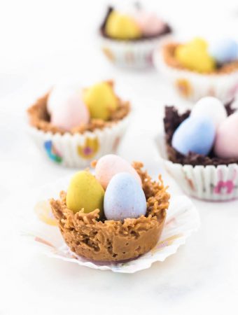 easter egg nests lined up in a row