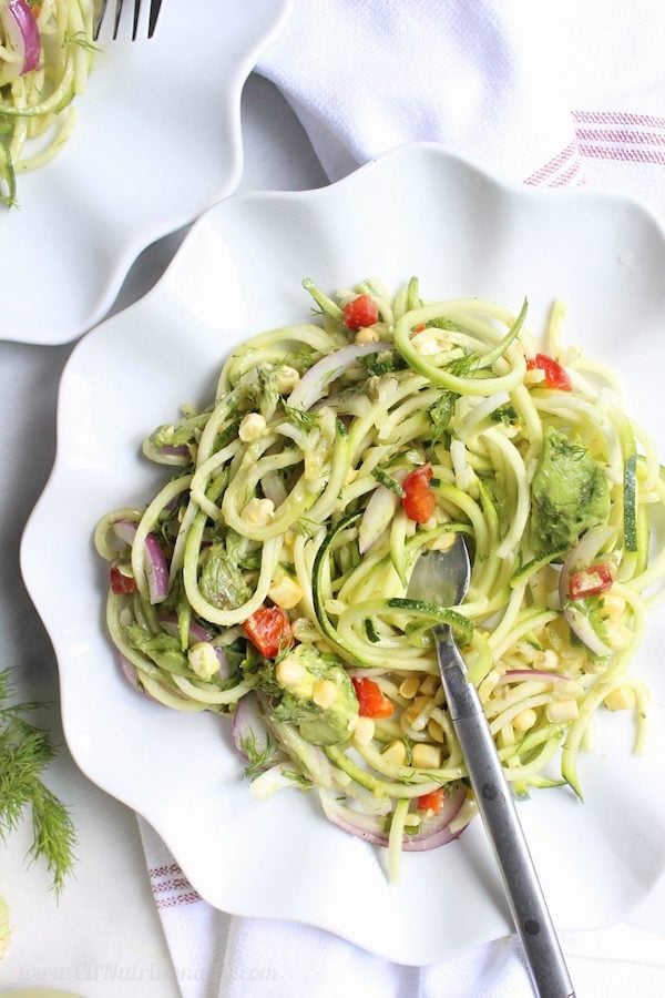 Zucchini with a fork in it.