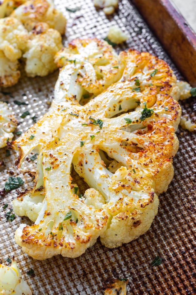 cauliflower on a sheet pan.