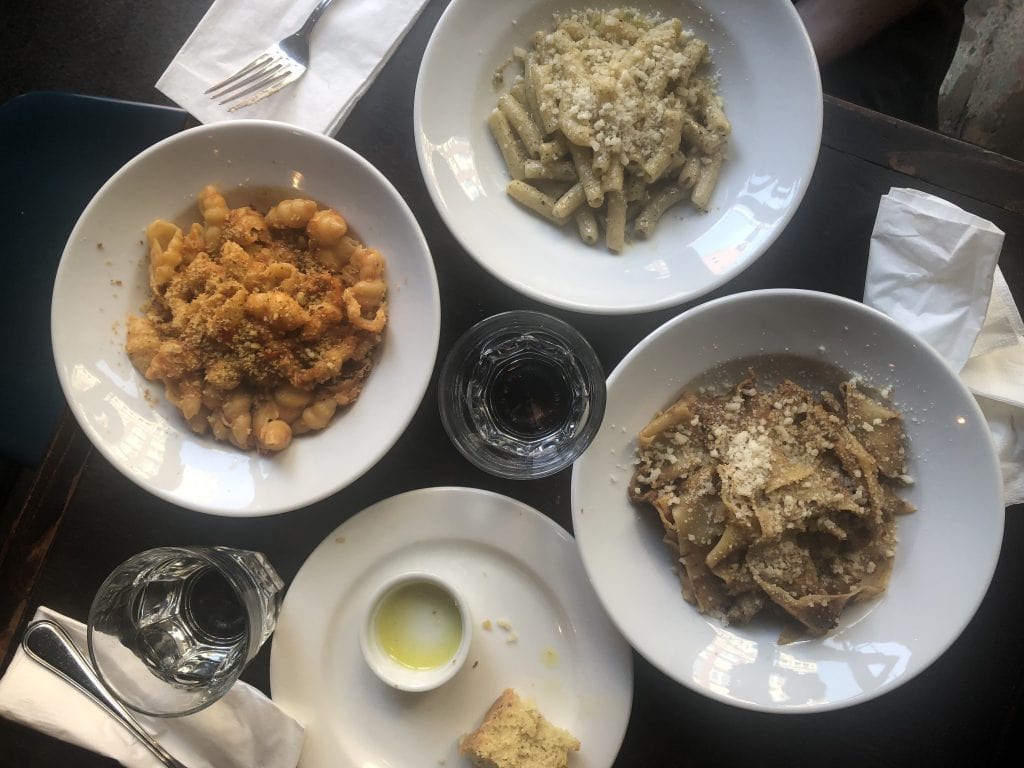 Plates of Pasta in downtown Seattle.