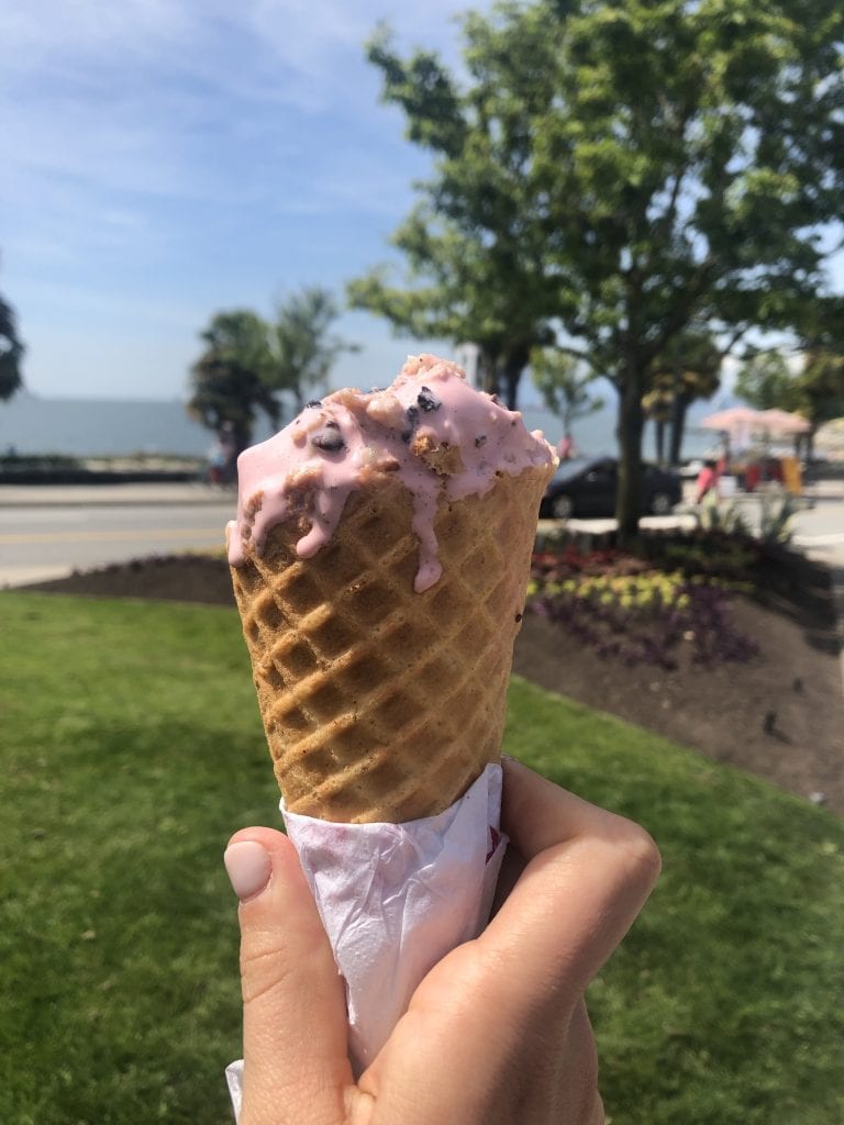 Vancouver ice cream from marble slab.