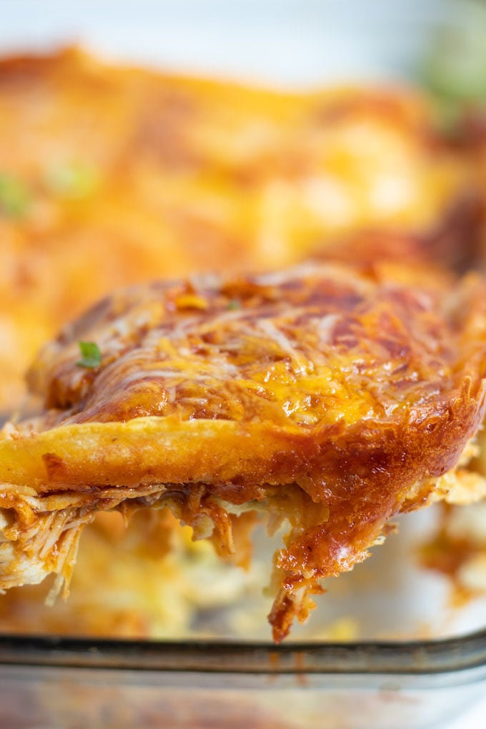 Crispy edge on enchilada lasagna