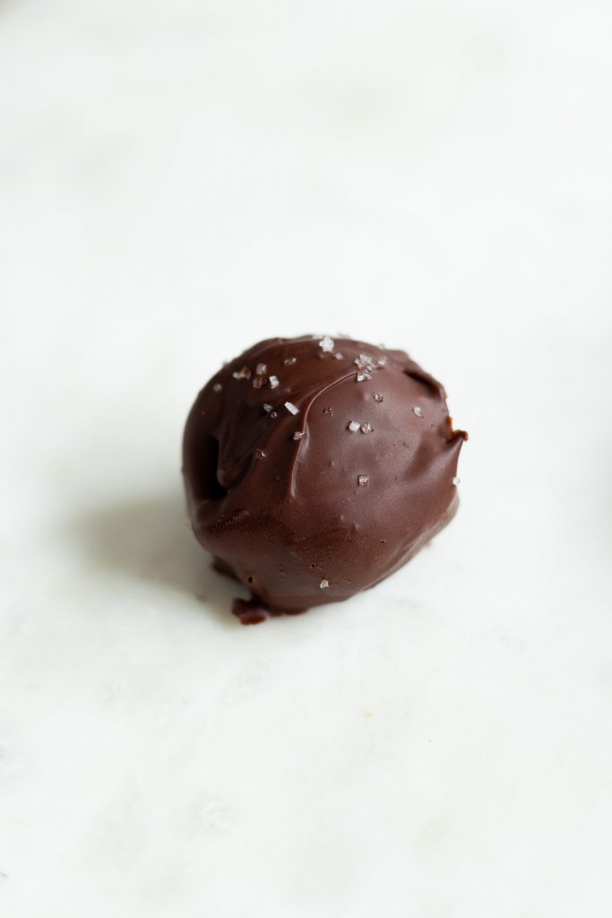A chocolate covered dessert. 