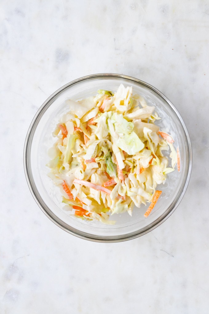 Slaw in a small bowl.