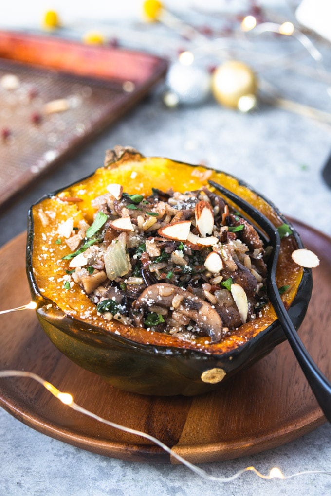 Squash on a plate with a fork.