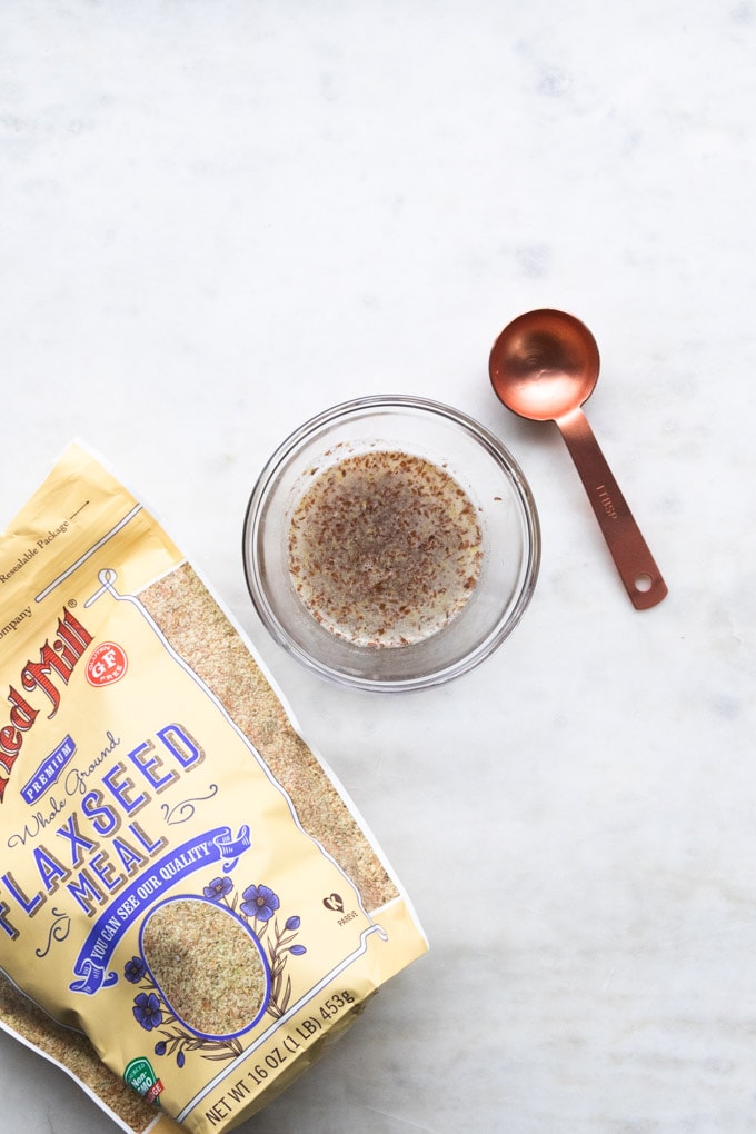 A flax egg in a bowl.