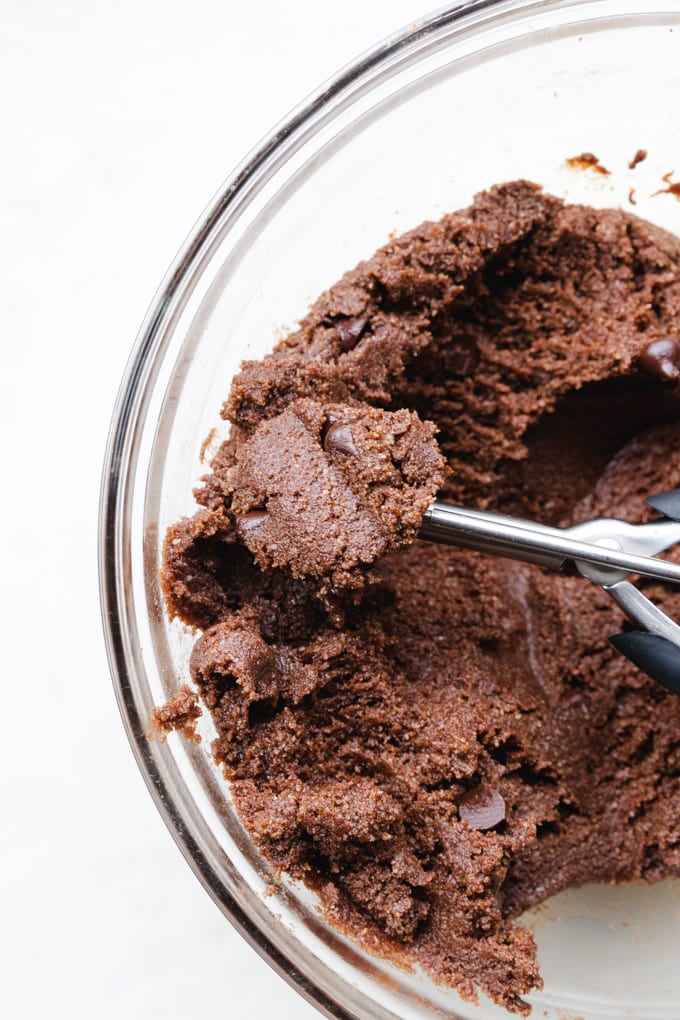 Ingredients in a bowl with a scoop.