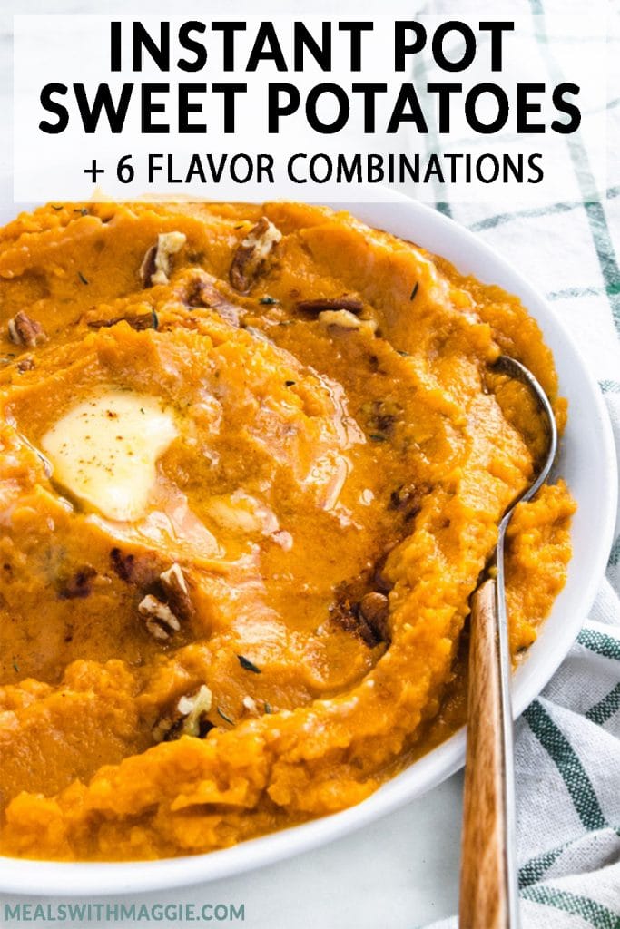 mashed sweet potatoes with text above it.