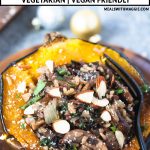 acorn squash filled with rice and mushrooms.