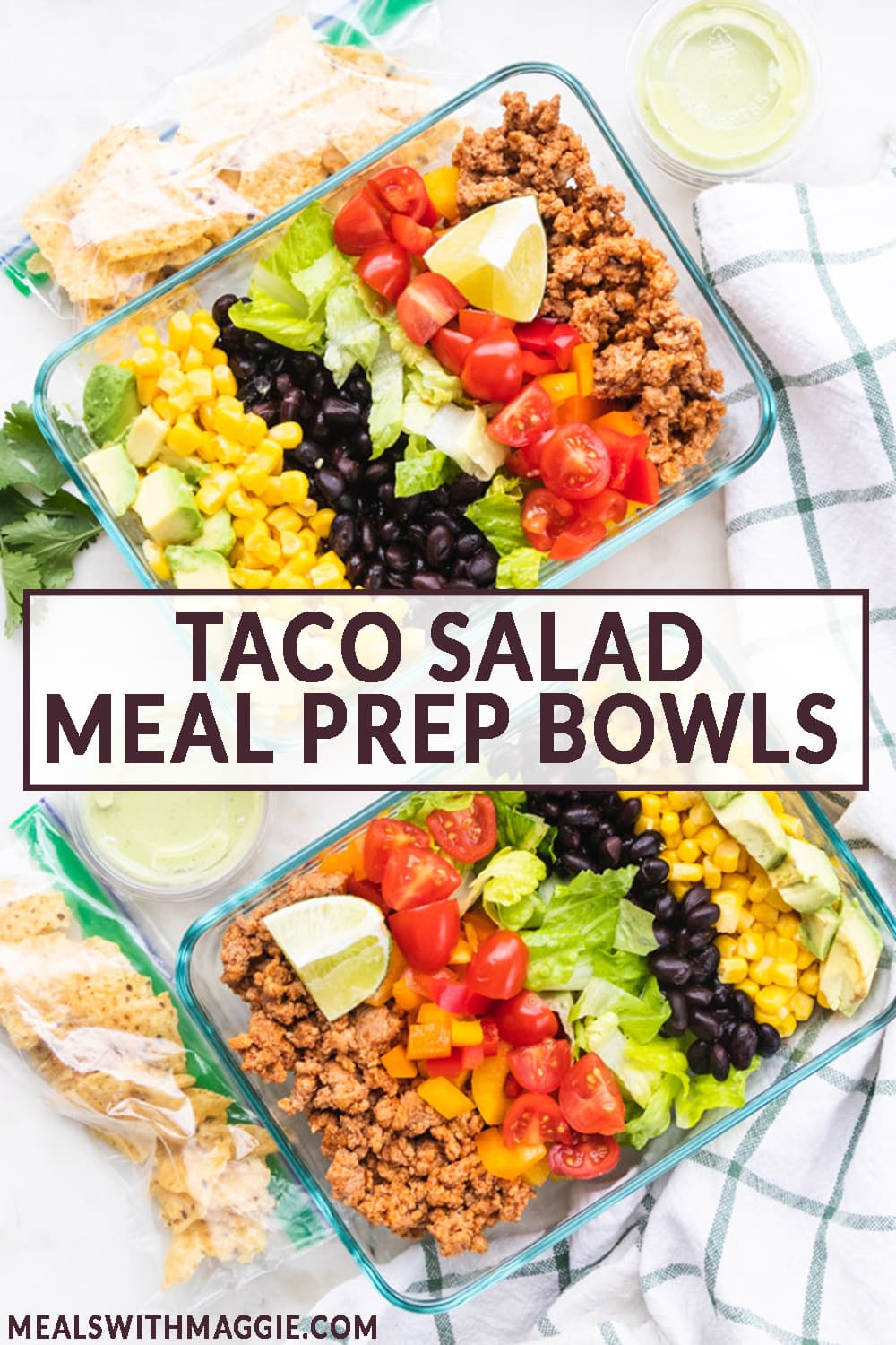 Easy Taco Salad Meal Prep Bowls - Meals with Maggie