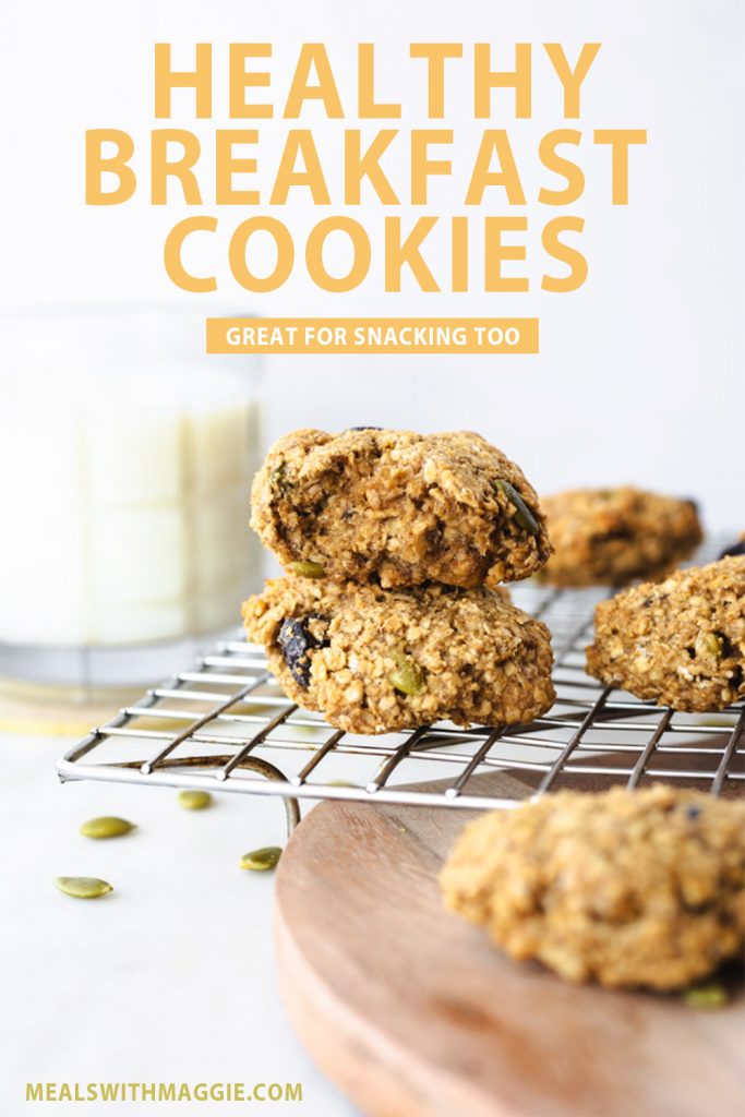 Cookies on a baking sheet with text above it.