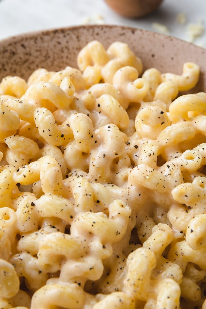 Creamy close up of healthy Mac and cheese. 