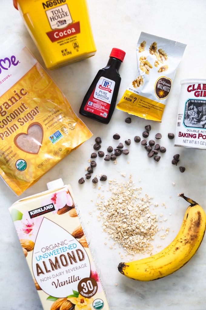 ingredients for brownie batter laying out. 