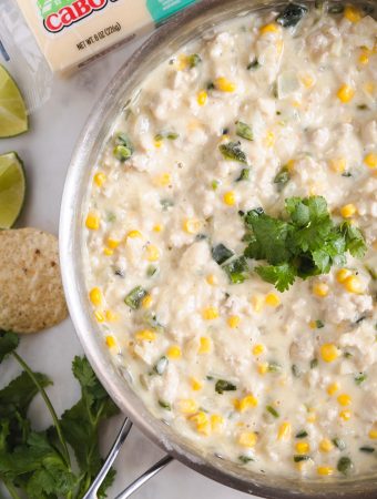 poblano skillet dinner with cilantro and lime