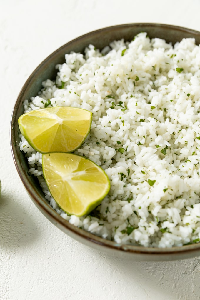 Cilantro lime rice in a bowl. 