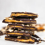 stacked pieces of peanut butter chocolate bark